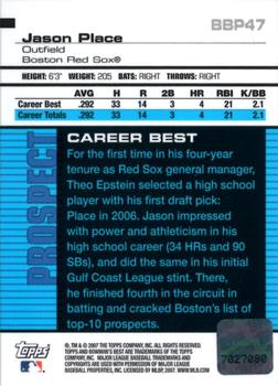 2007 Bowman's Best - Prospects #BBP47 Jason Place Back