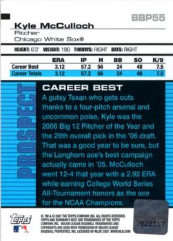 2007 Bowman's Best - Prospects #BBP55 Kyle McCulloch Back