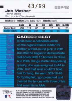 2007 Bowman's Best - Prospects Blue #BBP42 Joe Mather Back
