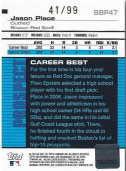 2007 Bowman's Best - Prospects Blue #BBP47 Jason Place Back
