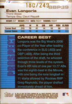 2007 Bowman's Best - Prospects Green #BBP39 Evan Longoria Back
