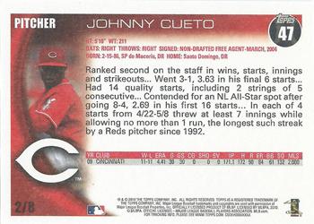 2010 Topps Cincinnati Reds Redsfest #2 Johnny Cueto Back