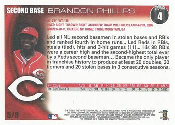 2010 Topps Cincinnati Reds Redsfest #5 Brandon Phillips Back