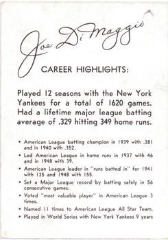 1951 Joe DiMaggio Baseball Shoes #NNO Joe DiMaggio Back