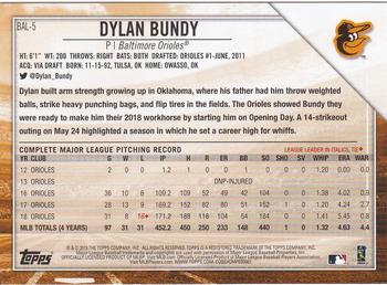2019 Topps National Baseball Card Day - Baltimore Orioles #BAL-5 Dylan Bundy Back