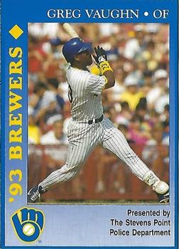1993 Milwaukee Brewers Police - Stevens Point Police Department #NNO Greg Vaughn Front