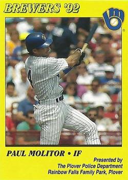 1992 Milwaukee Brewers Police - Plover Police Department #NNO Paul Molitor Front