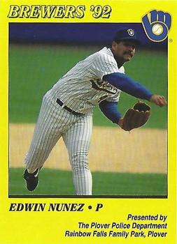 1992 Milwaukee Brewers Police - Plover Police Department #NNO Edwin Nunez Front