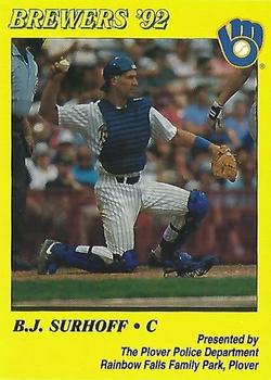 1992 Milwaukee Brewers Police - Plover Police Department #NNO B.J. Surhoff Front