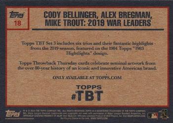 2020 Topps Throwback Thursday #18 Cody Bellinger / Alex Bregman / Mike Trout Back