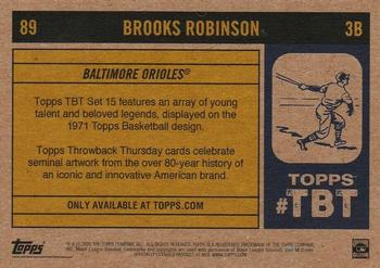 2020 Topps Throwback Thursday #89 Brooks Robinson Back