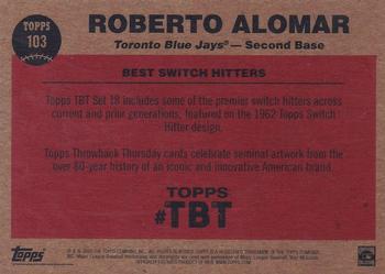 2020 Topps Throwback Thursday #103 Roberto Alomar Back