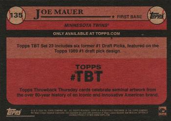 2020 Topps Throwback Thursday #135 Joe Mauer Back