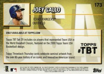 2020 Topps Throwback Thursday #173 Joey Gallo Back