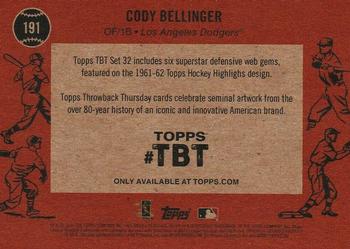 2020 Topps Throwback Thursday #191 Cody Bellinger Back