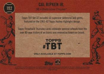 2020 Topps Throwback Thursday #192 Cal Ripken Jr. Back