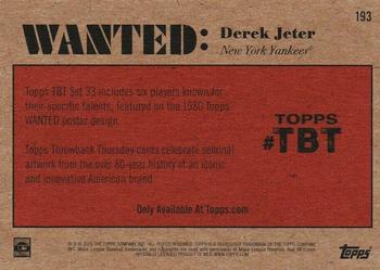 2020 Topps Throwback Thursday #193 Derek Jeter Back