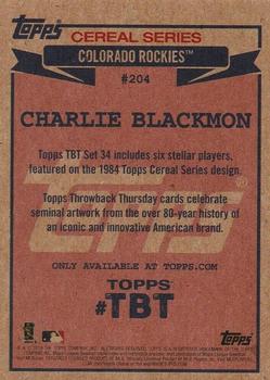 2020 Topps Throwback Thursday #204 Charlie Blackmon Back