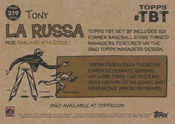 2020 Topps Throwback Thursday #219 Tony La Russa Back