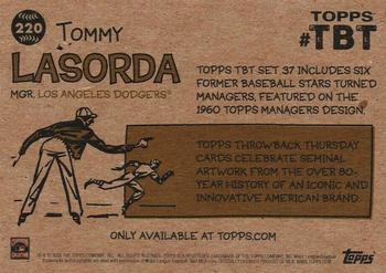 2020 Topps Throwback Thursday #220 Tommy Lasorda Back