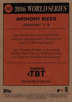 2020 Topps Throwback Thursday #262 Anthony Rizzo Back