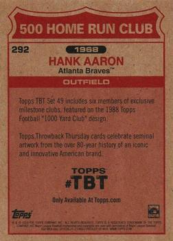 2020 Topps Throwback Thursday #292 Hank Aaron Back