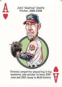 2019 Hero Decks Atlanta Braves Baseball Heroes Playing Cards #A♥ John Smoltz Front
