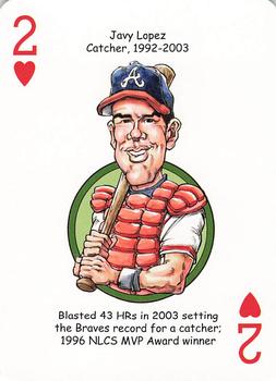 2019 Hero Decks Atlanta Braves Baseball Heroes Playing Cards #2♥ Javy Lopez Front
