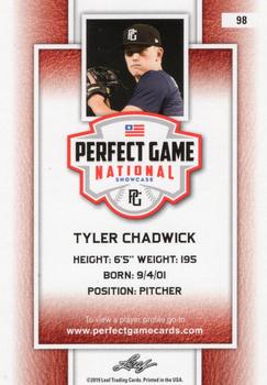 2019 Leaf Perfect Game National Showcase - Base Common #098 Tyler Chadwick Back