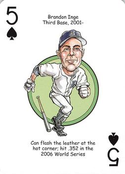 2006 Hero Decks Detroit Tigers Baseball Heroes Playing Cards #5♠ Brandon Inge Front