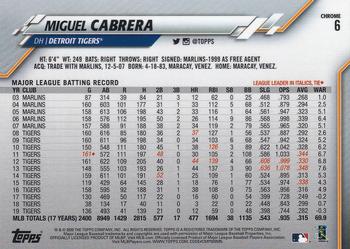 2020 Topps Chrome #6 Miguel Cabrera Back