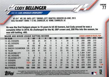 2020 Topps Chrome #77 Cody Bellinger Back