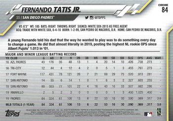 2020 Topps Chrome #84 Fernando Tatis Jr. Back