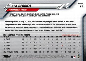 2020 Topps Chrome #125 Jose Berrios Back