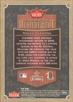 2007 Fleer - Crowning Achievement #CA-RC Roger Clemens Back