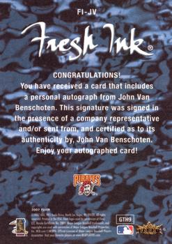 2007 Fleer - Fresh Ink #FI-JV John Van Benschoten Back