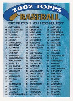 2002 Topps - Checklists Blue #2 Series 1 Checklist 2: 164-320 Front
