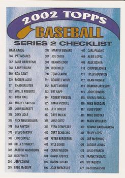 2002 Topps - Checklists Blue #1 Series 2 Checklist 1: 366-489 Front