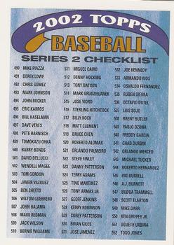 2002 Topps - Checklists Blue #2 Series 2 Checklist 2: 490-614 Front