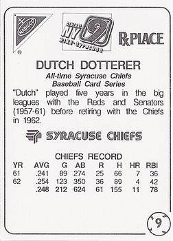 1995 Nabisco Rx Place All-Time Syracuse Chiefs #9 Dutch Dotterer Back
