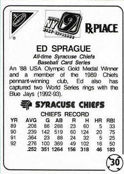 1995 Nabisco Rx Place All-Time Syracuse Chiefs #30 Ed Sprague Back