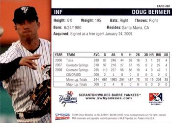 2009 Choice Scranton/Wilkes-Barre Yankees #2 Doug Bernier Back