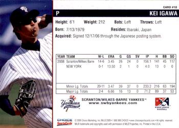 2009 Choice Scranton/Wilkes-Barre Yankees #10 Kei Igawa Back