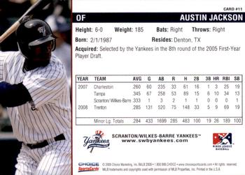 2009 Choice Scranton/Wilkes-Barre Yankees #11 Austin Jackson Back