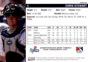 2009 Choice Scranton/Wilkes-Barre Yankees #26 Chris Stewart Back