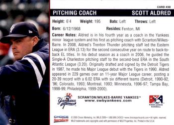 2009 Choice Scranton/Wilkes-Barre Yankees #30 Scott Aldred Back