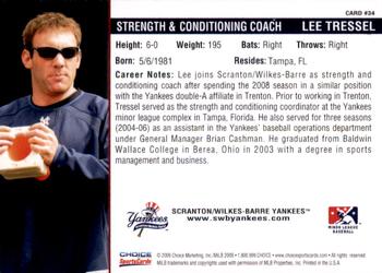 2009 Choice Scranton/Wilkes-Barre Yankees #34 Lee Tressel Back