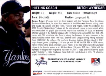 2009 Choice Scranton/Wilkes-Barre Yankees #35 Butch Wynegar Back