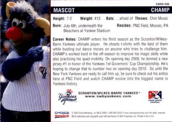 2009 Choice Scranton/Wilkes-Barre Yankees #36 Champ Back
