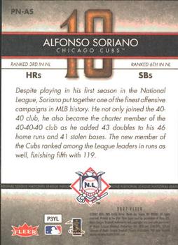 2007 Fleer - Perfect 10 #PN-AS Alfonso Soriano Back